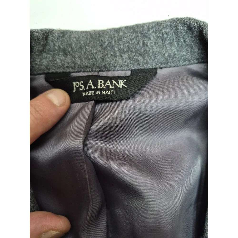 Jos A Bank Mens Wool Sport Coat 40L Gray 2 Button Double Vent Blazer O705